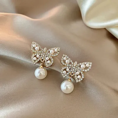 Beautiful Pearl Butterfly Earrings